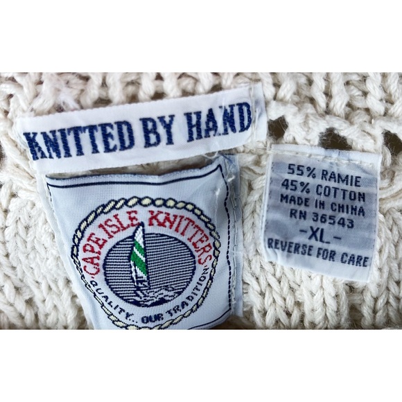 Vintage 90s ivory hand-knit sweater by Cape Isle Knitters Size XL Unisex - Picture 5 of 5
